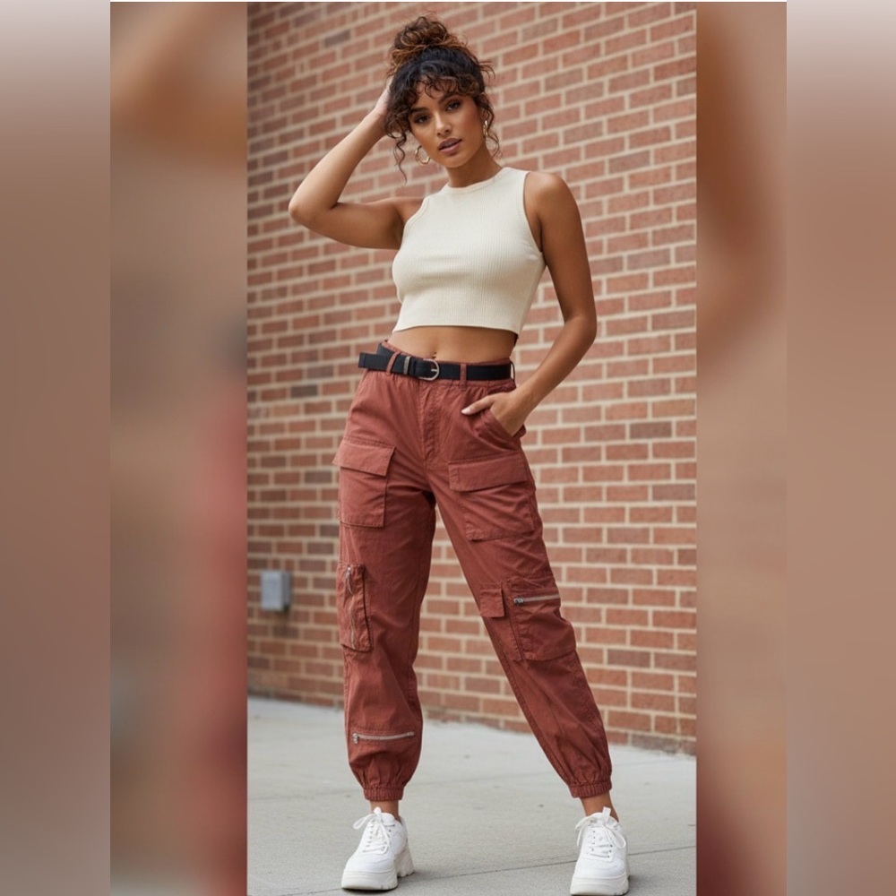 Rachel Paige New York Rust Cargo Jogger Pants - Size Small - NWT
